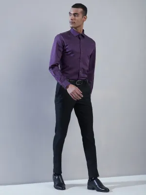 100% Cotton Purple Dobby Slim Fit Full Sleeve Formal Shirt