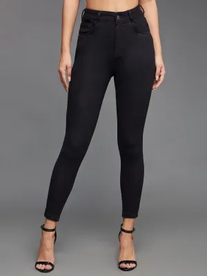 24/7 Comfort Black Skinny-Fit High-Rise Cropped-Length Stretchable Denim Jeans