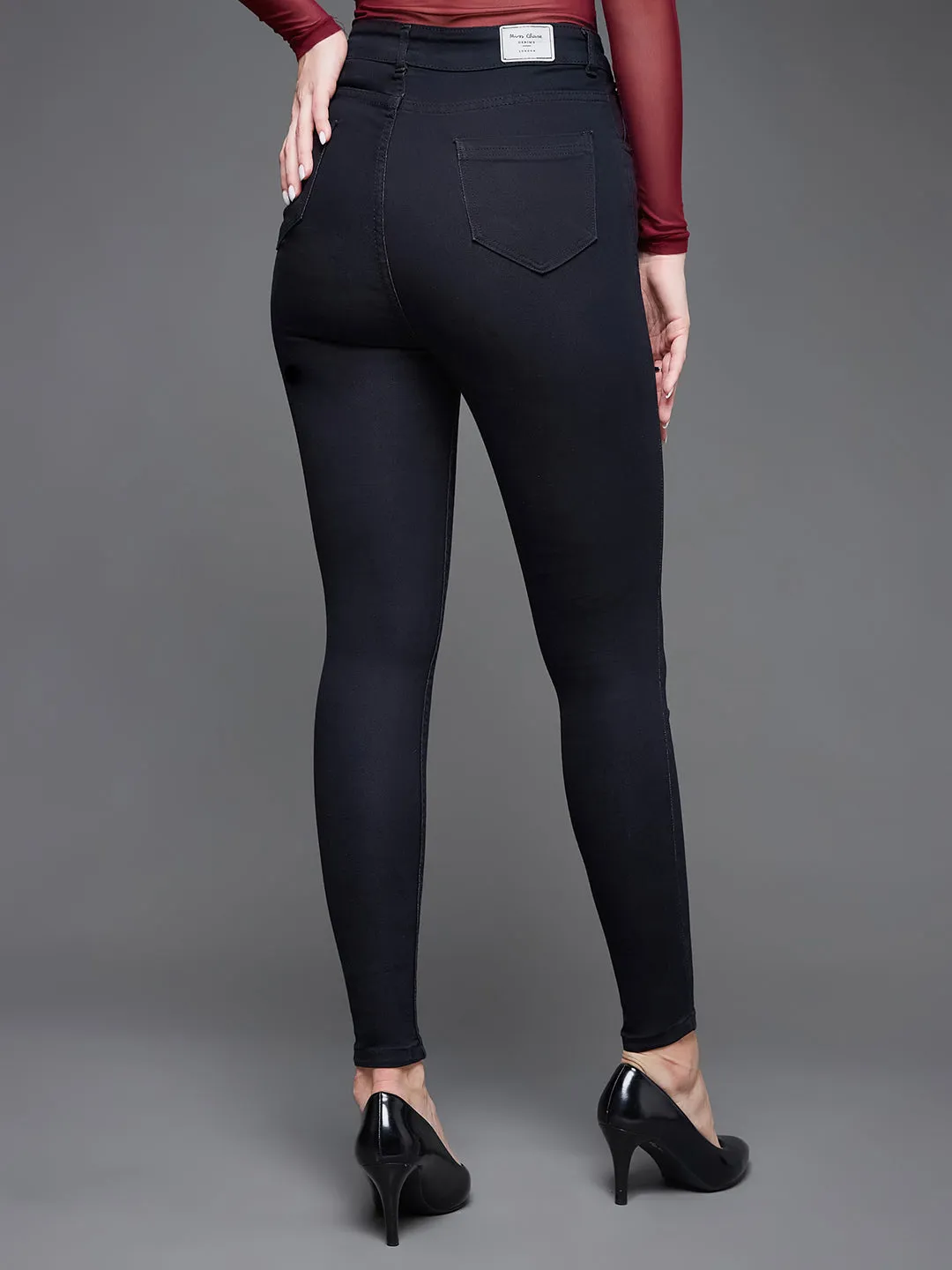 24/7 Comfort Black Skinny High-Rise Stretchable Denim Jeans