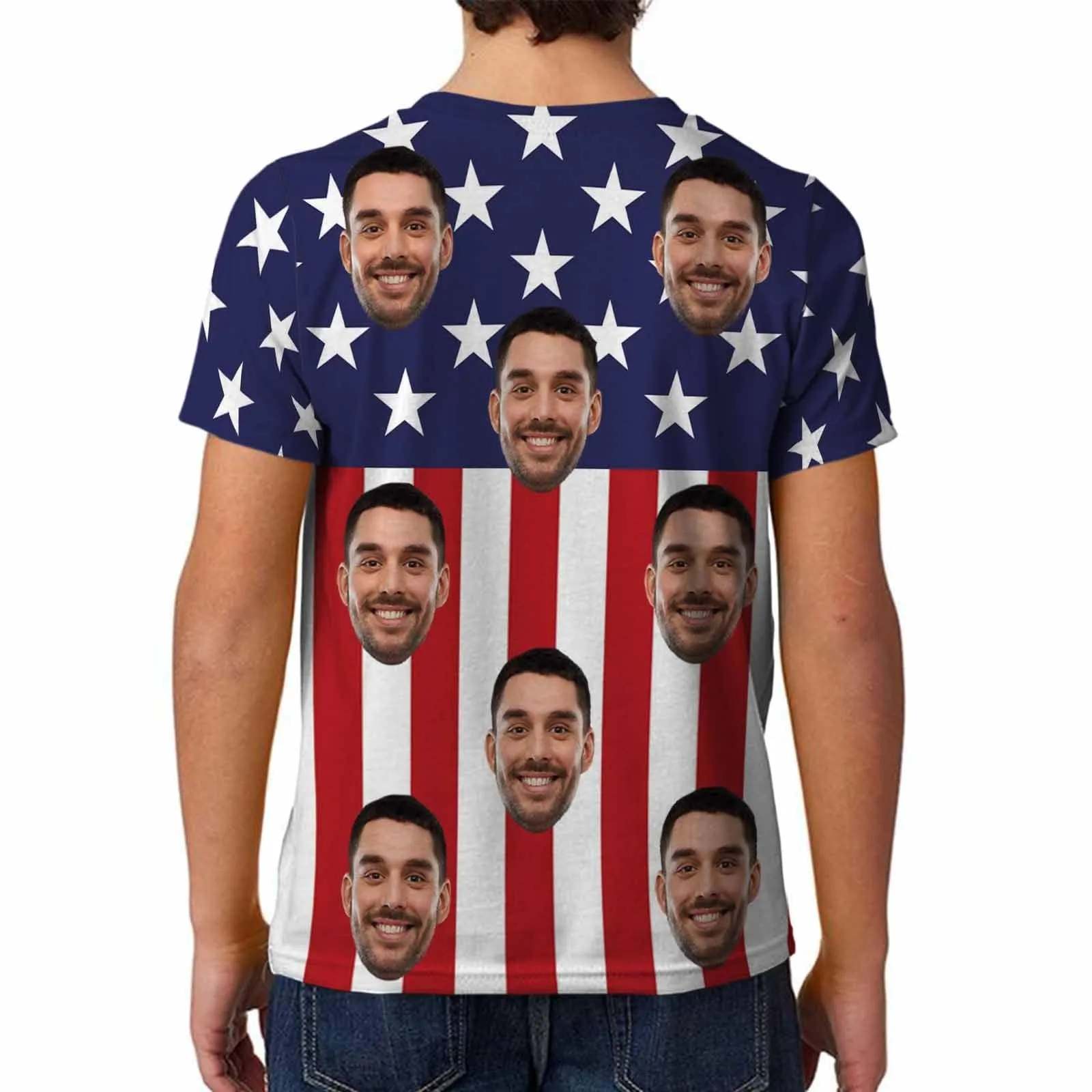 #6-15Y Custom Face American Flag Kid's All Over Print T-shirt