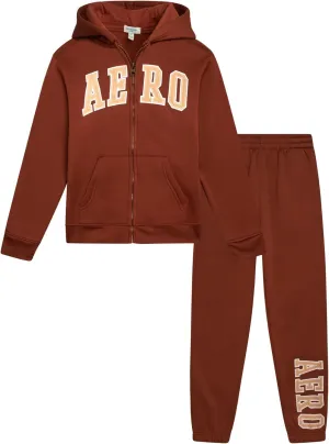AEROPOSTALE Boys' Sweatsuit Set - 2 Piece Fleece Zip Up Hoodie Sweatshirt, Jogger Sweatpants - Track Suit Set for Boys (8-12)