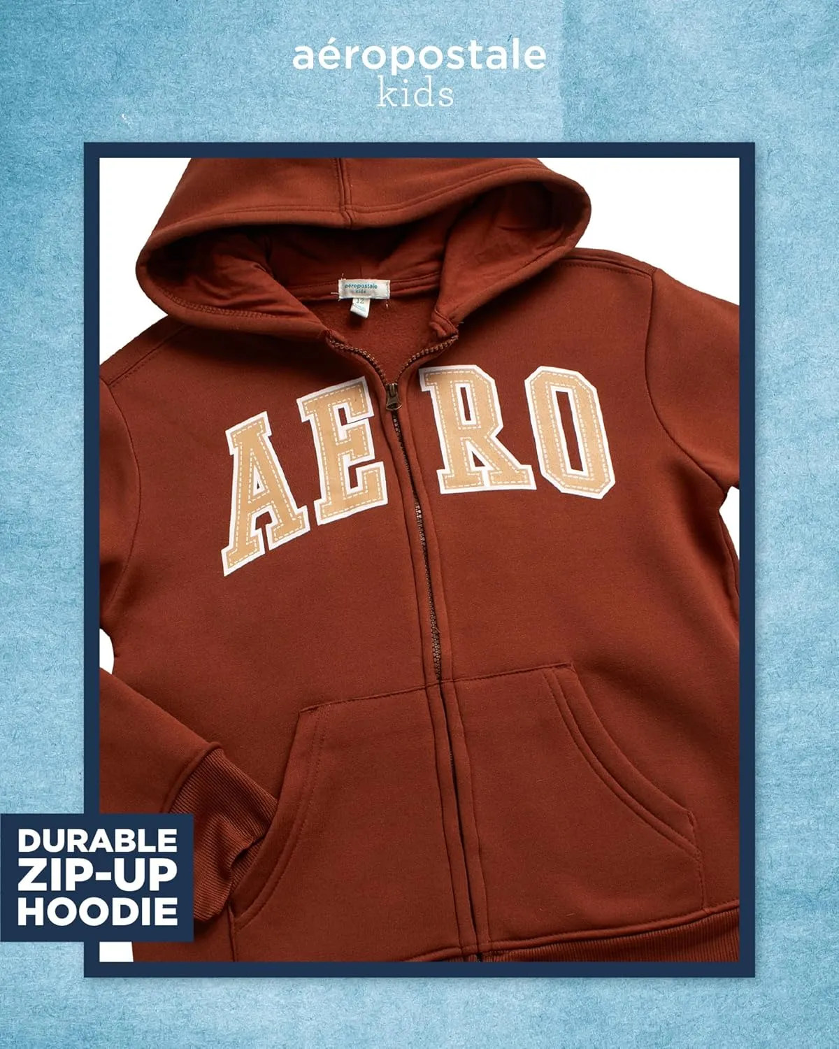 AEROPOSTALE Boys' Sweatsuit Set - 2 Piece Fleece Zip Up Hoodie Sweatshirt, Jogger Sweatpants - Track Suit Set for Boys (8-12)