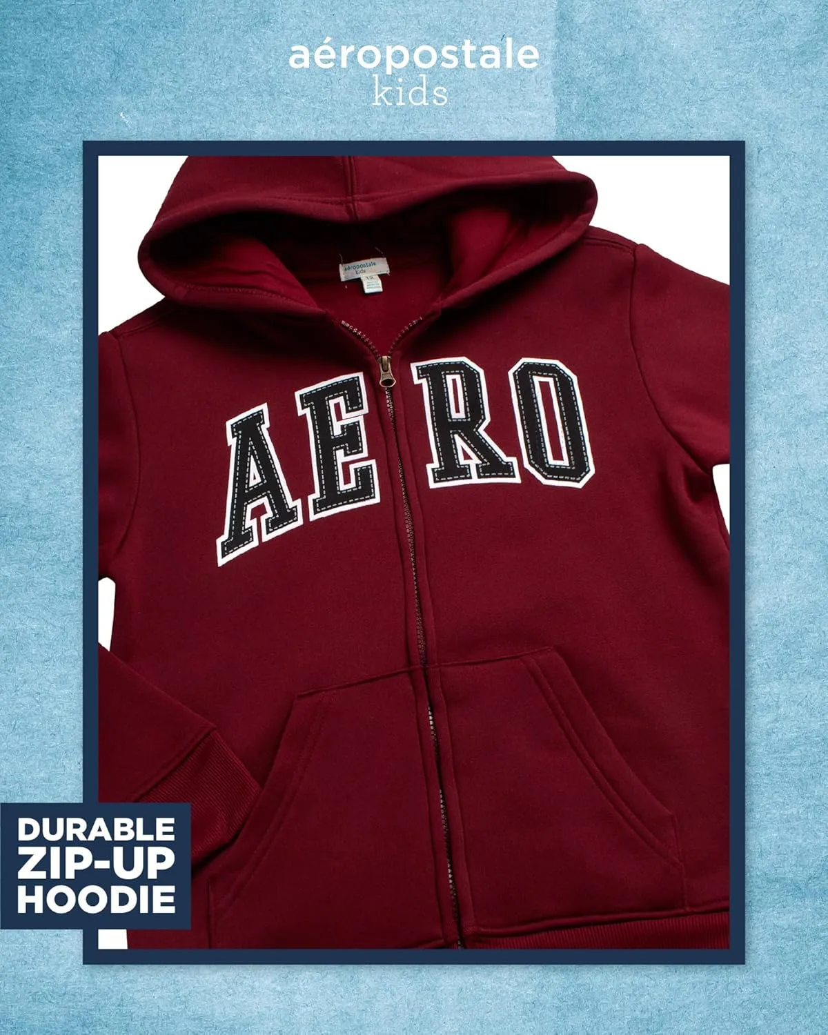 AEROPOSTALE Boys' Sweatsuit Set - 2 Piece Fleece Zip Up Hoodie Sweatshirt, Jogger Sweatpants - Track Suit Set for Boys (8-12)