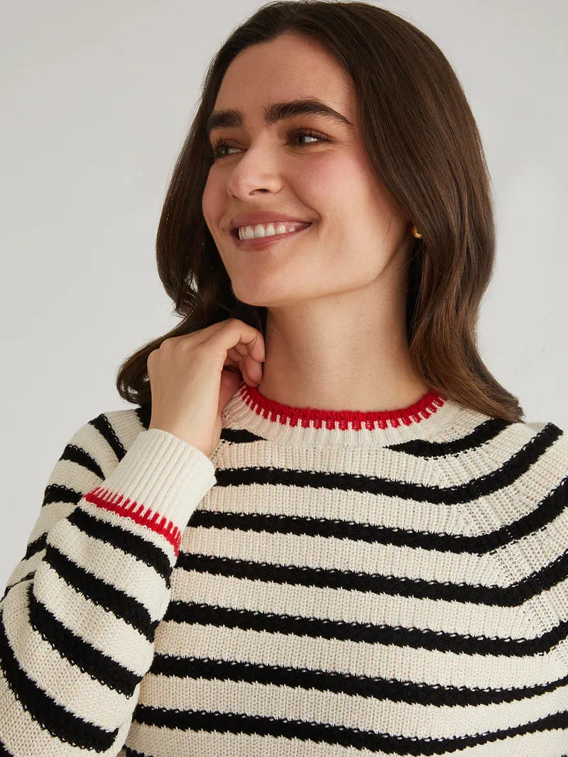 AME Marina Cotton Stripe Textured Pullover