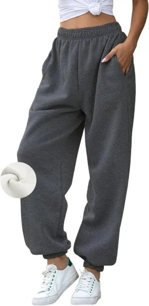 AROGONE Women Sweatpants Baggy High Waisted Cinch Bottom Athletic Joggers Sweat Pants with Pockets