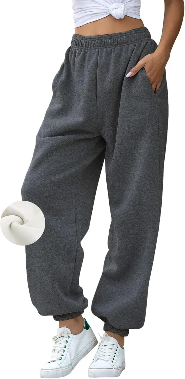 AROGONE Women Sweatpants Baggy High Waisted Cinch Bottom Athletic Joggers Sweat Pants with Pockets