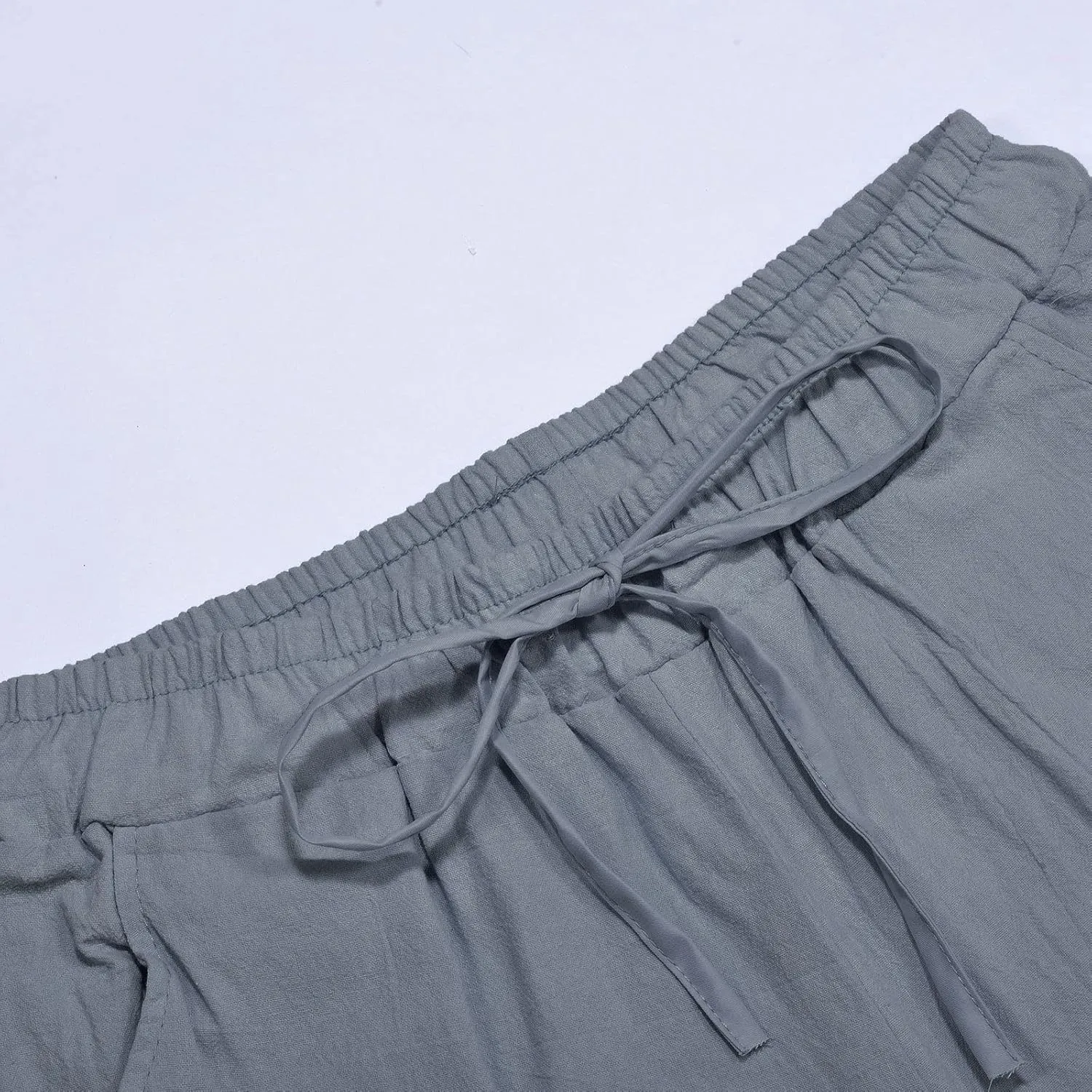 Baggy Linen Boho Yoga Casual Drop Crotch Trouser Elastic Waist Beach Pants Men Cotton Baggy Hippie Yoga Harem Pants