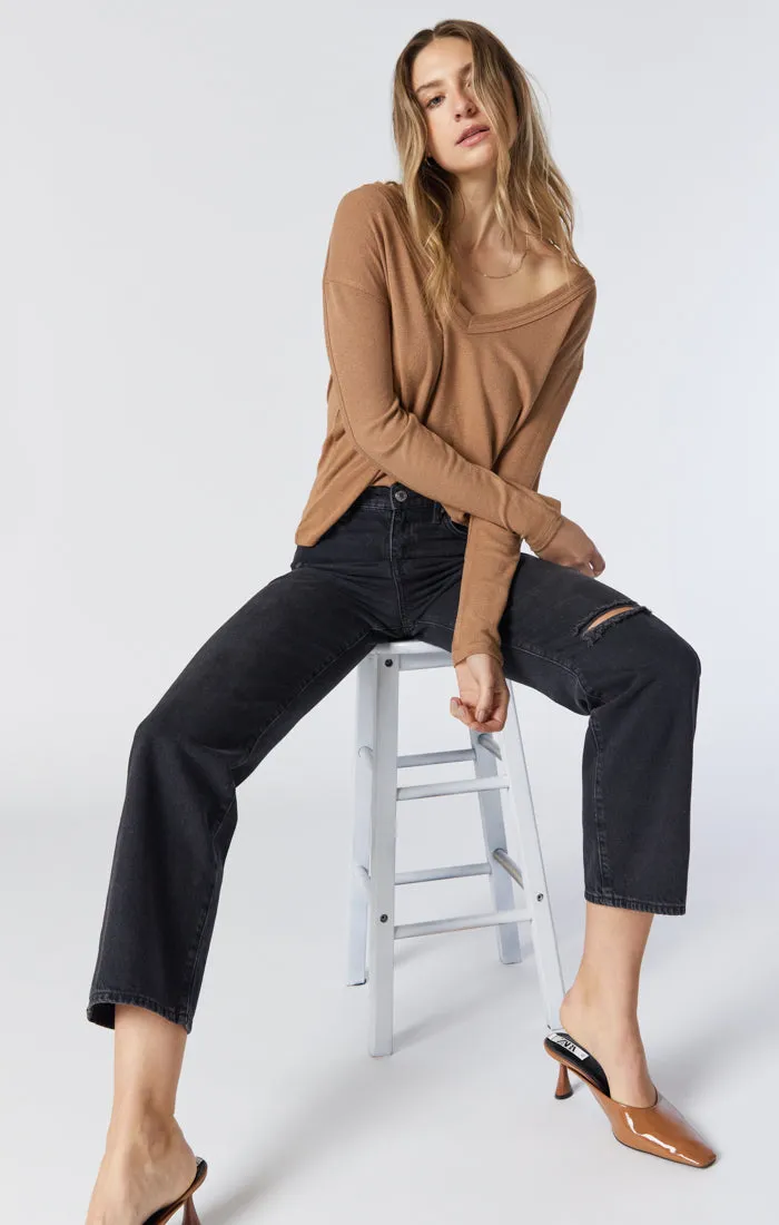 BARCELONA WIDE LEG IN DARK SMOKE ORGANIC BLUE
