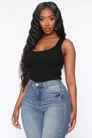 Behind My Back Ribbed Sweater Top - Black