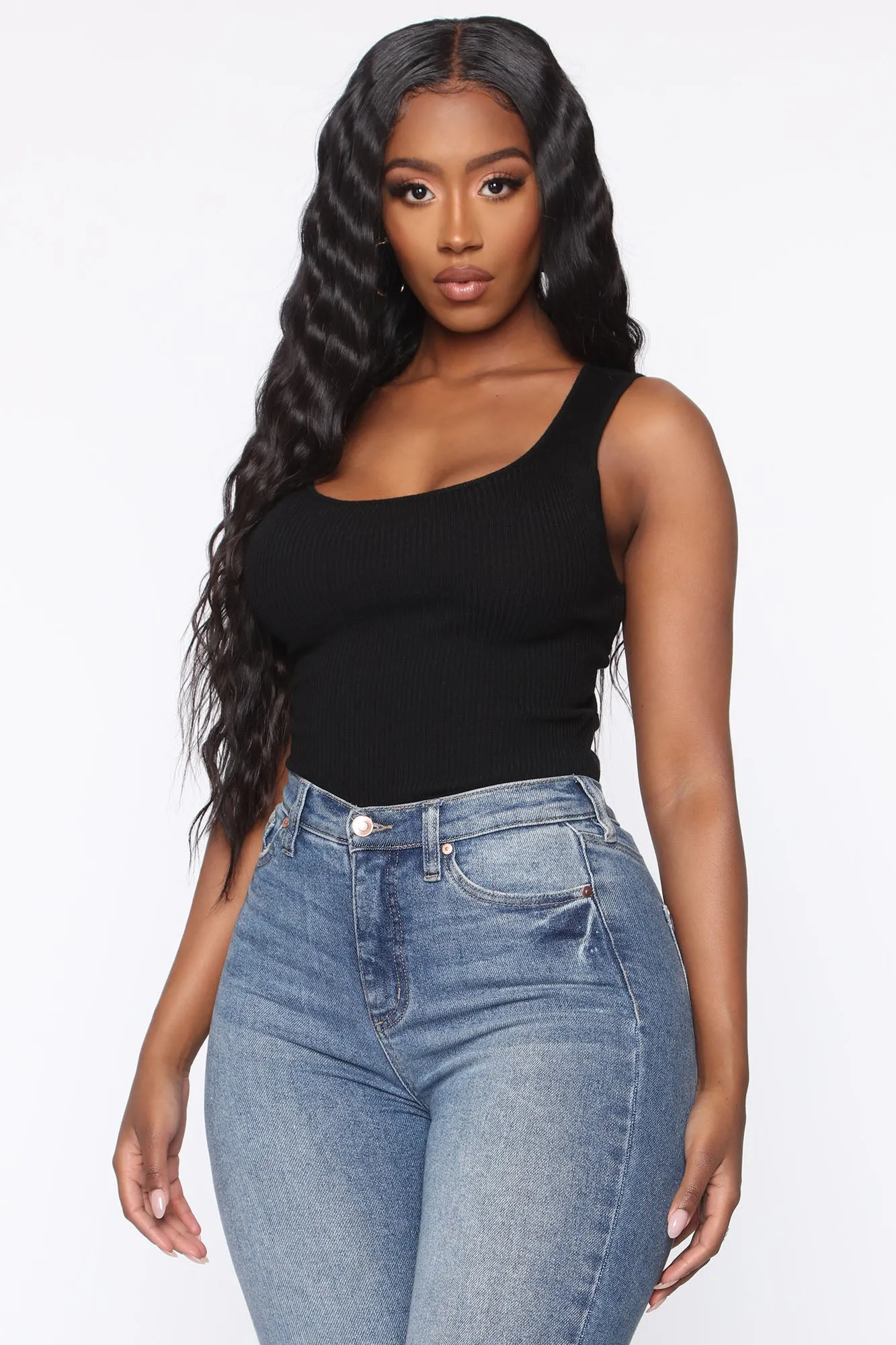 Behind My Back Ribbed Sweater Top - Black