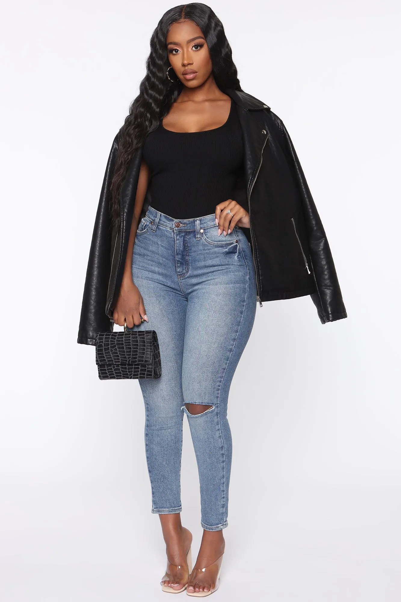 Behind My Back Ribbed Sweater Top - Black