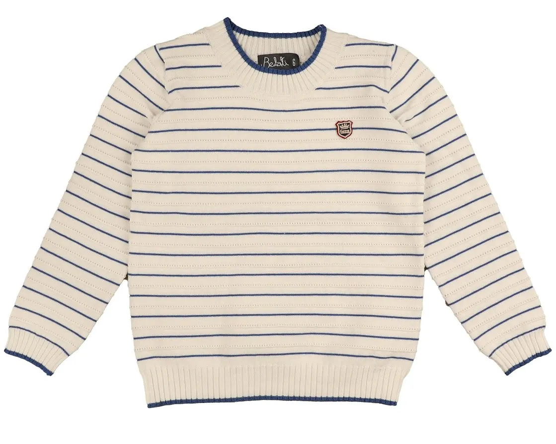Belati Cobalt LS Textured Stripe Knit