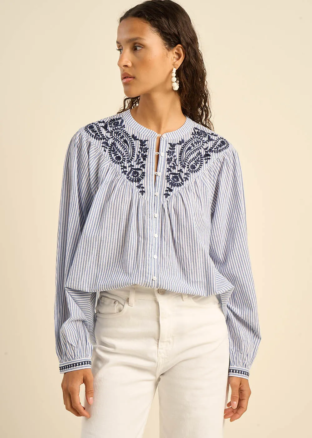 Blouse à rayures en coton
