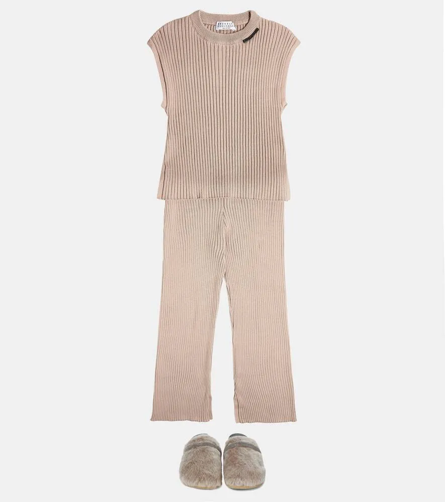 Brunello Cucinelli ribbed cotton sweater, pink