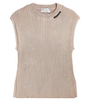 Brunello Cucinelli ribbed cotton sweater, pink
