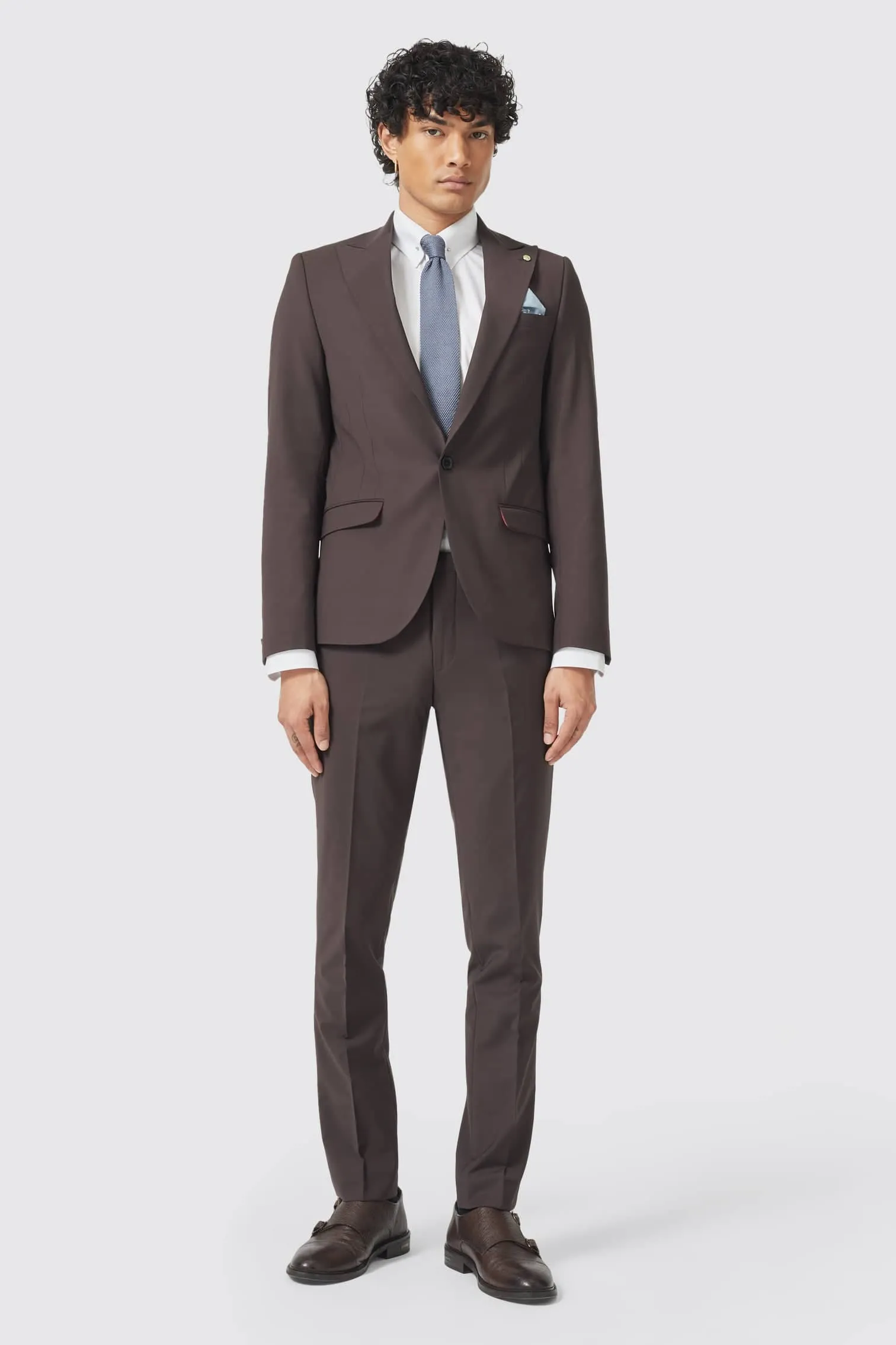 Buscot Slim Fit Brown Wool Suit - ARCHIVE