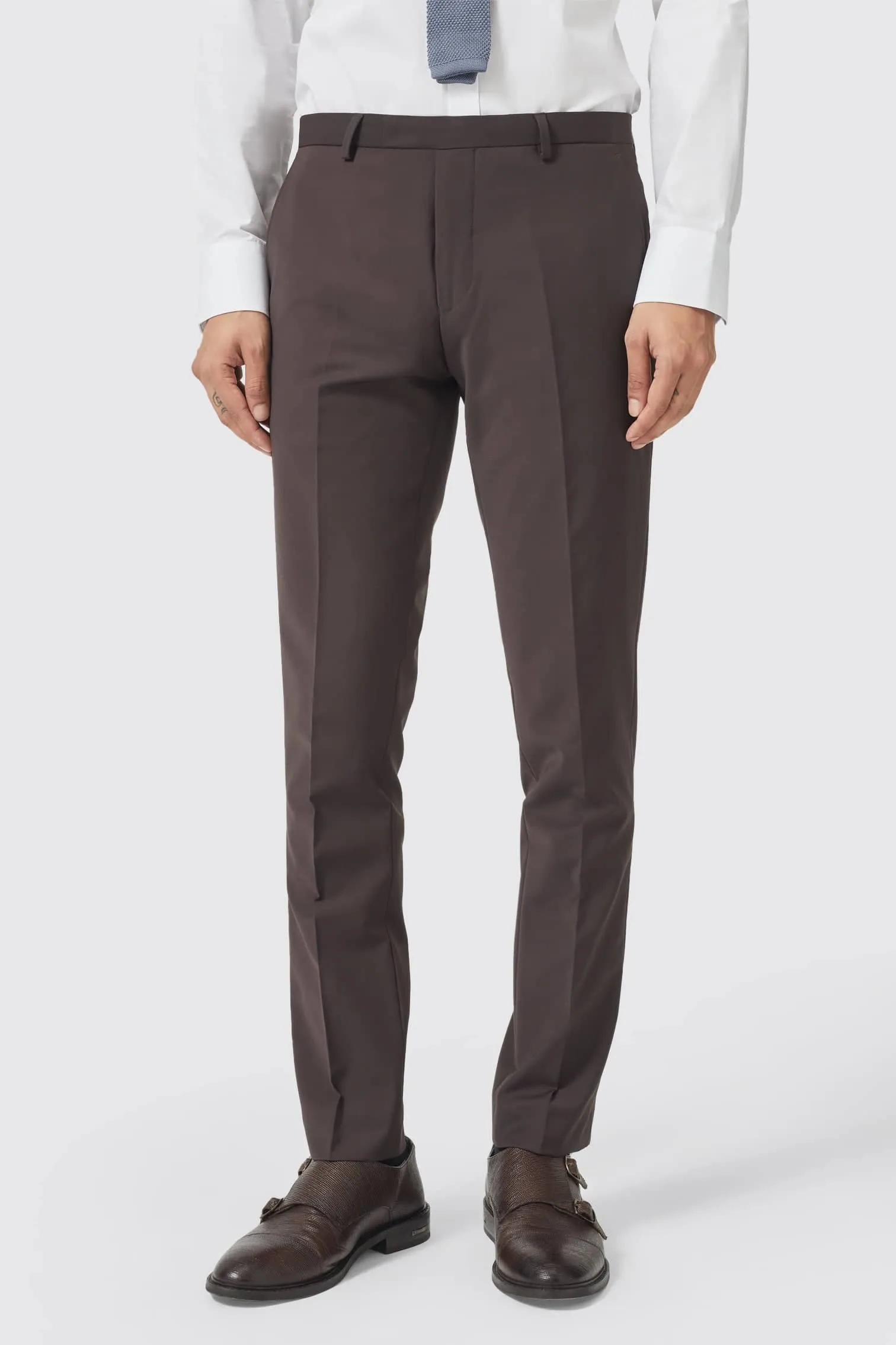 Buscot Slim Fit Brown Wool Suit - ARCHIVE