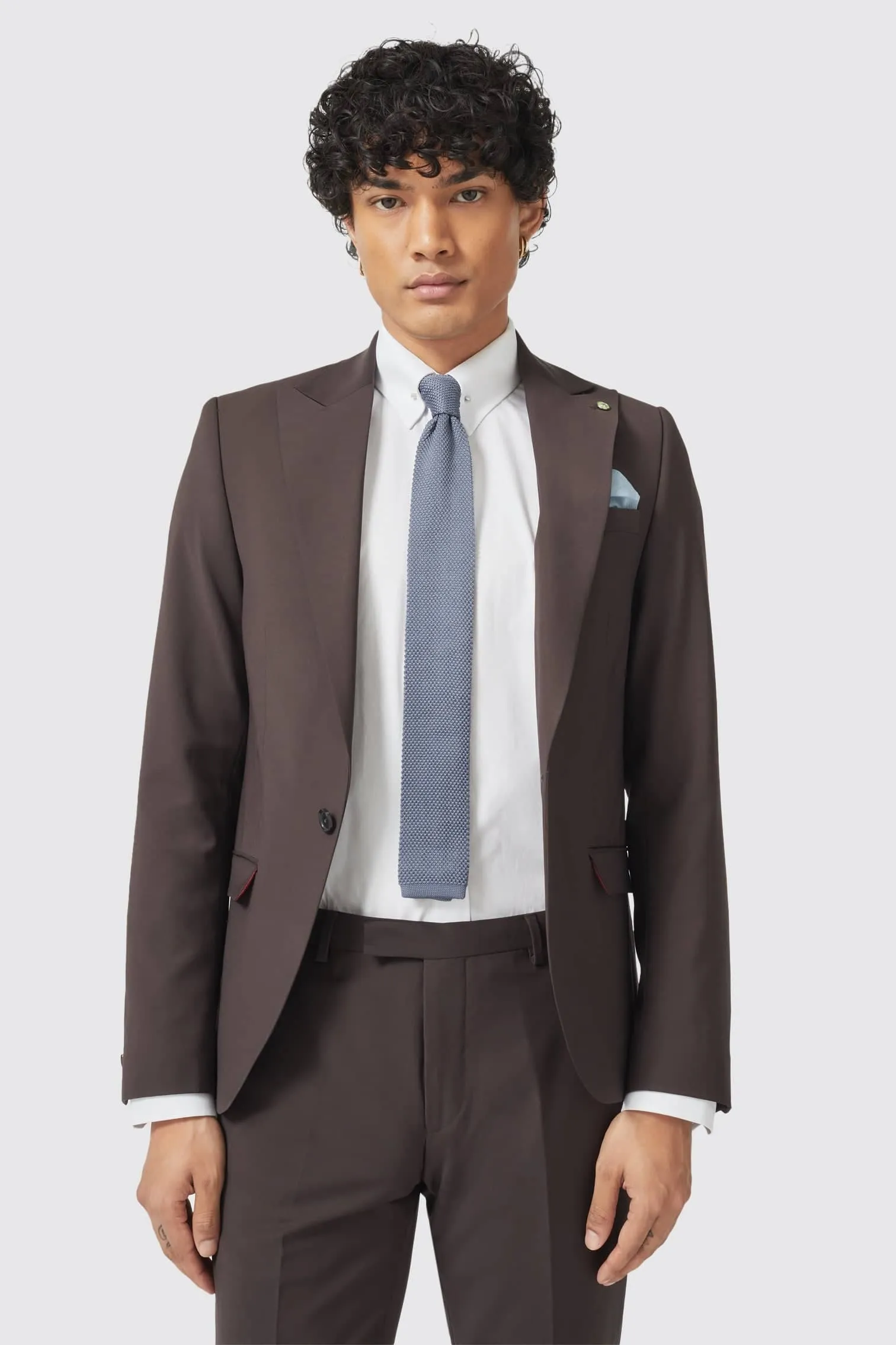 Buscot Slim Fit Brown Wool Suit - ARCHIVE