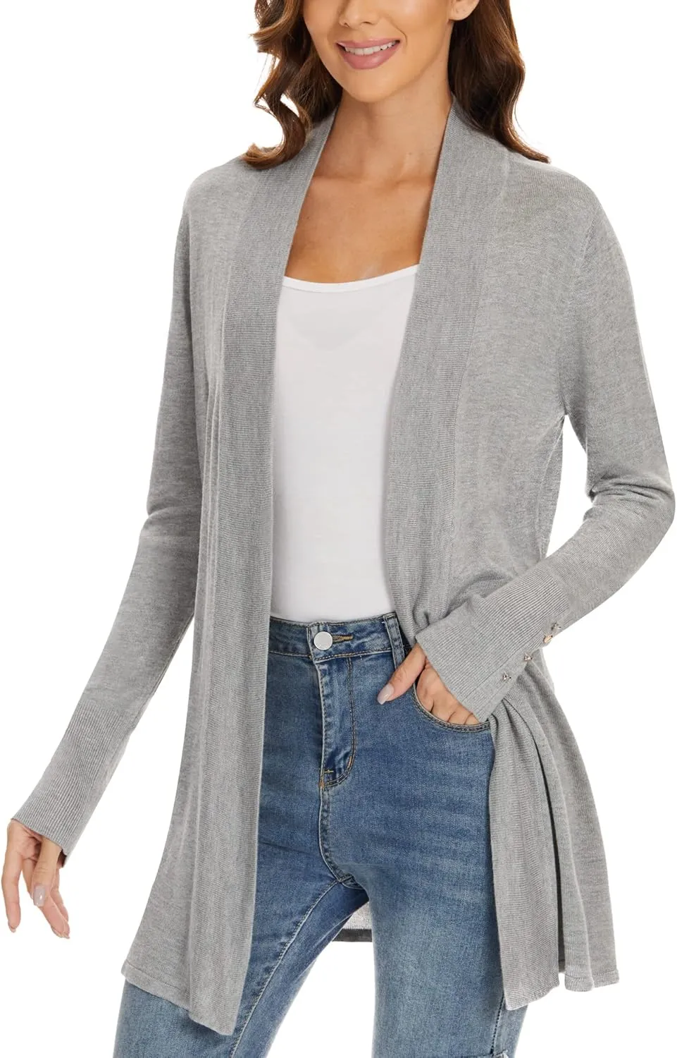 Cardigan for Women Dressy Casual Long Sleeve Open Front Knit Cardigan Sweaters