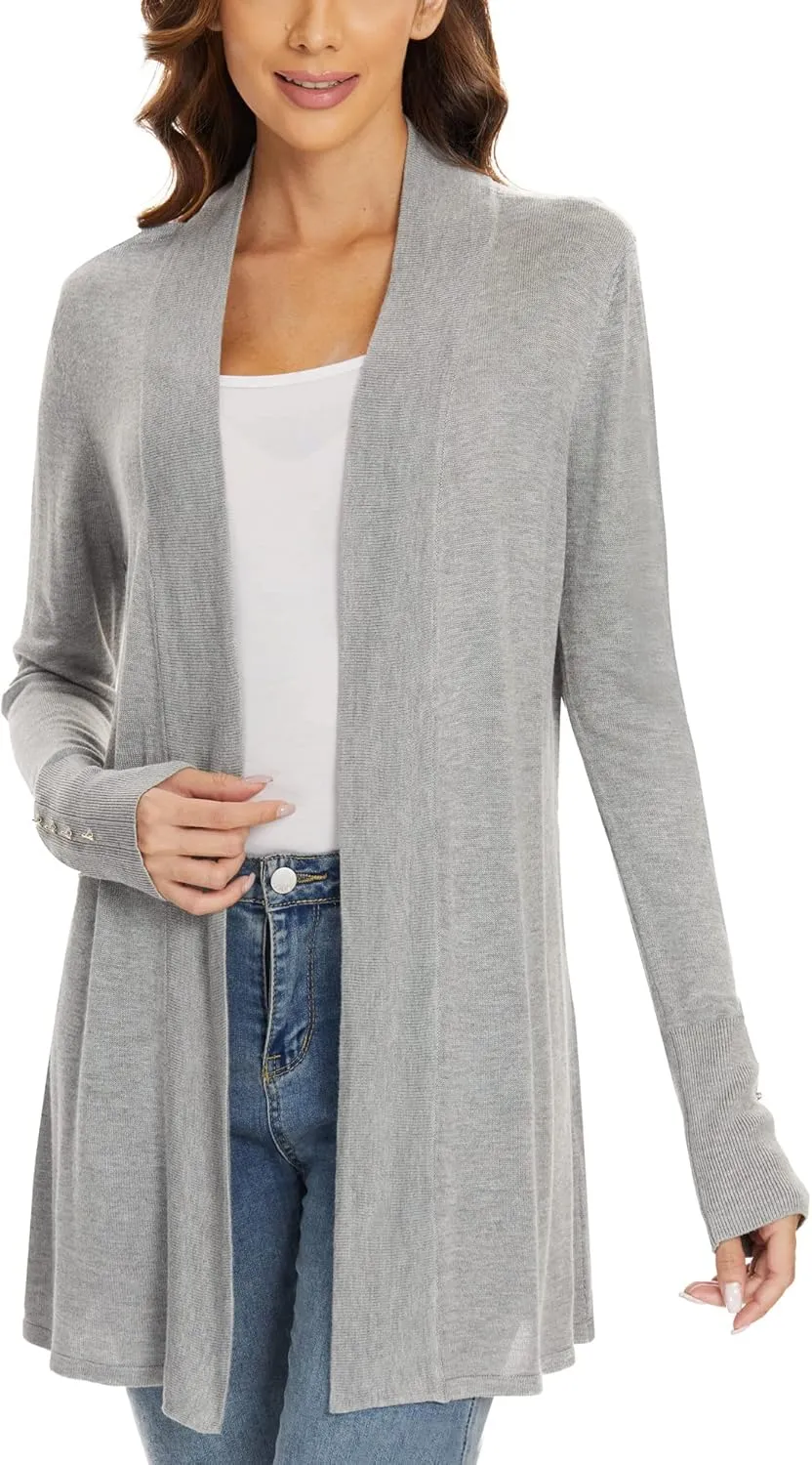 Cardigan for Women Dressy Casual Long Sleeve Open Front Knit Cardigan Sweaters
