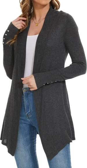 Cardigan Sweaters for Women Dressy Casual Open Front Long Sleeve Lightweight Cardigans for Spring Early Fall