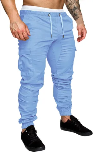 Cargo Joggers for Men Slim Fit Elastic Waist Outdoor Jogging Sweatpants Hiking Work Casual Pants Multi Pockets