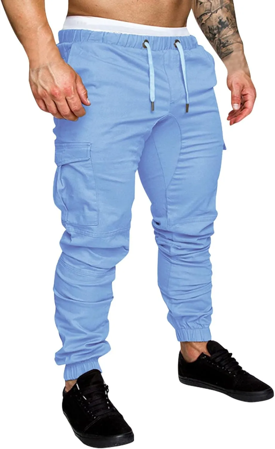 Cargo Joggers for Men Slim Fit Elastic Waist Outdoor Jogging Sweatpants Hiking Work Casual Pants Multi Pockets