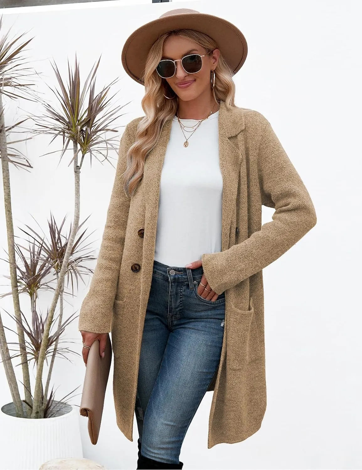 CiCiBird Women Fall Long Cardigan Sweater Trendy Knit Jacket Coat Dressy Blazer Coatigan
