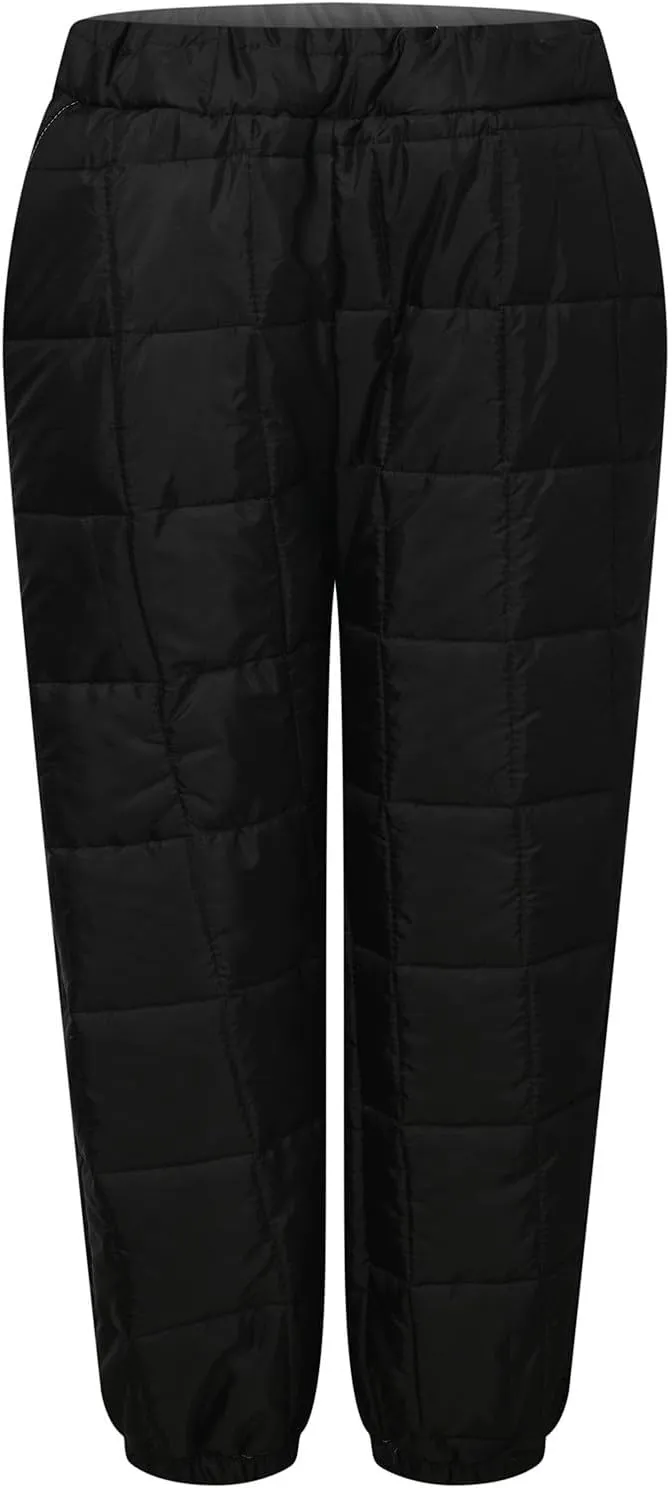 Cotton Pants for Women Fleece Lined Down Pants Elastic High Waist Quilted Sweatpants 2024 Winter Thick Plush Trousers
