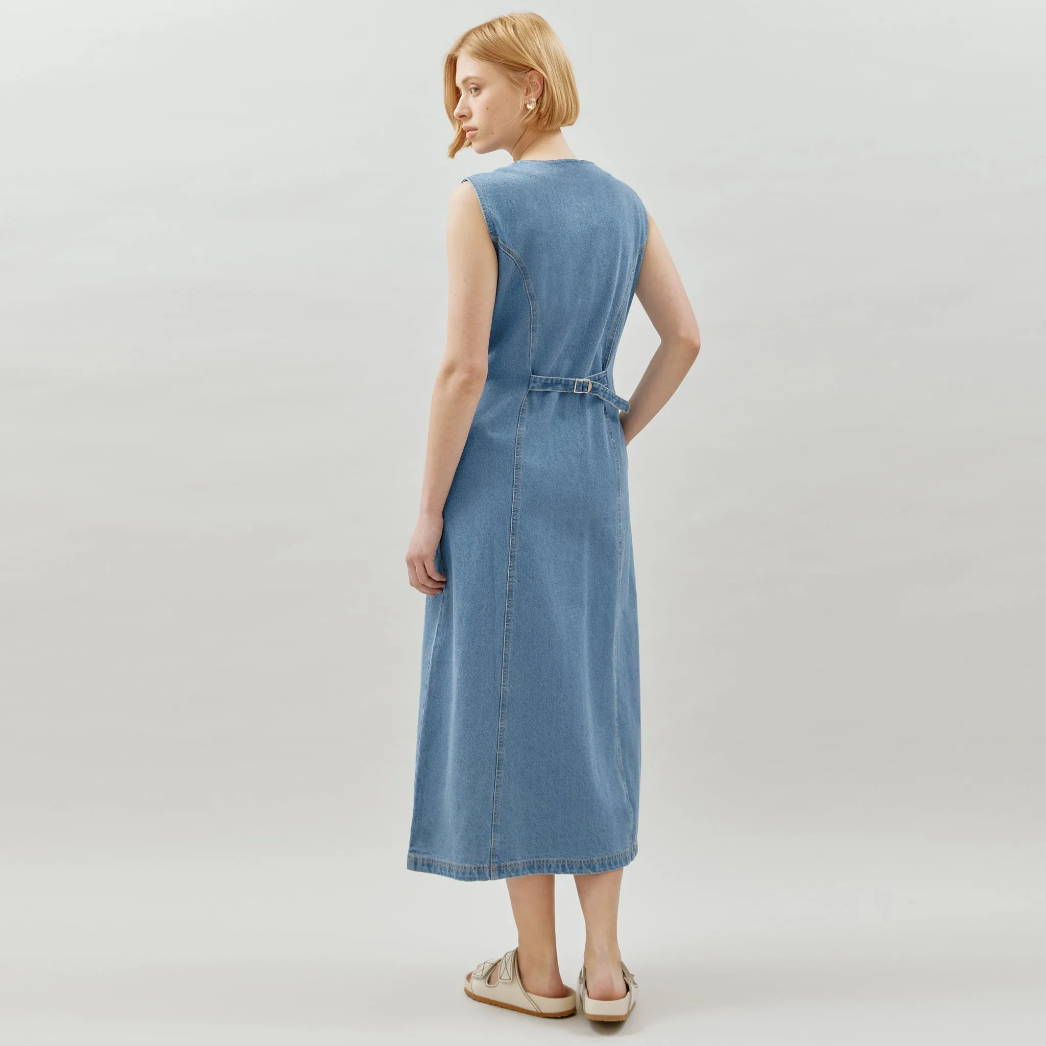 Denim Button Through Midi Dress by Albaray