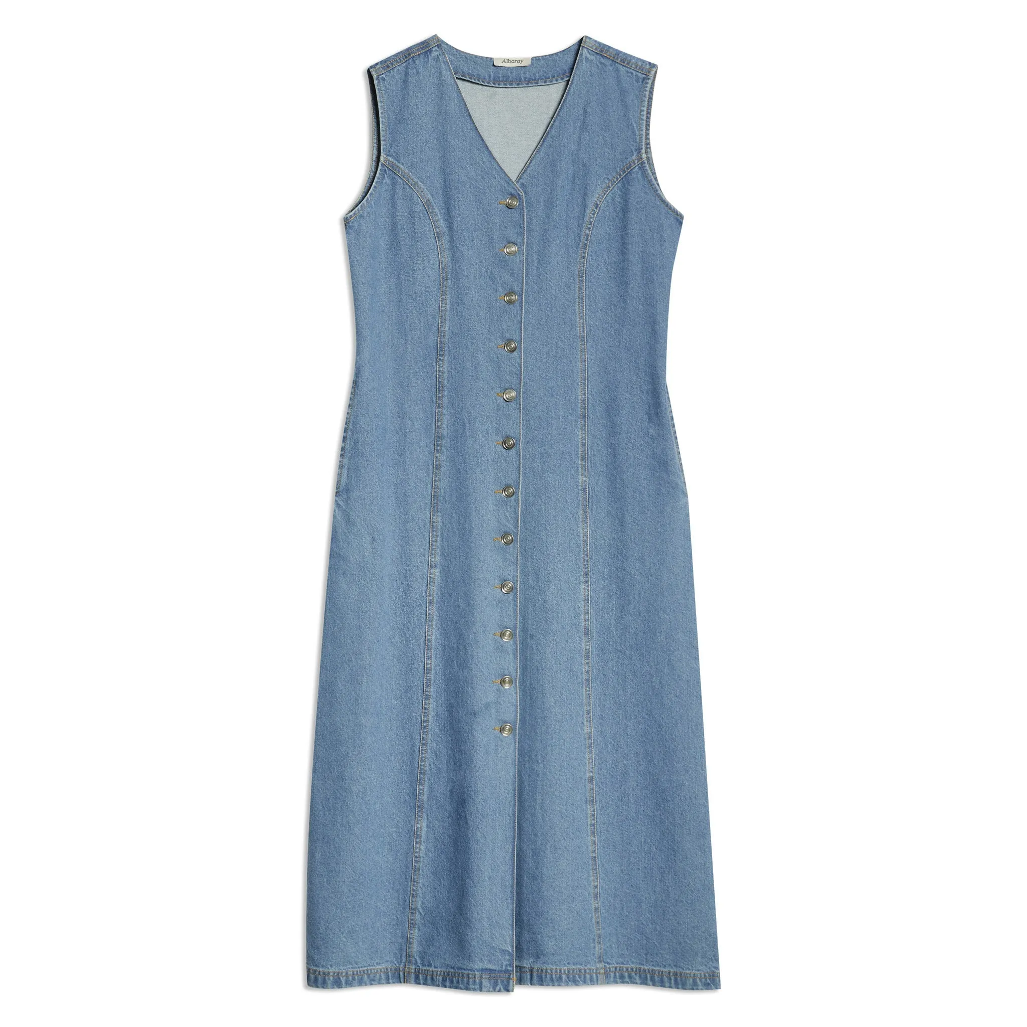 Denim Button Through Midi Dress by Albaray