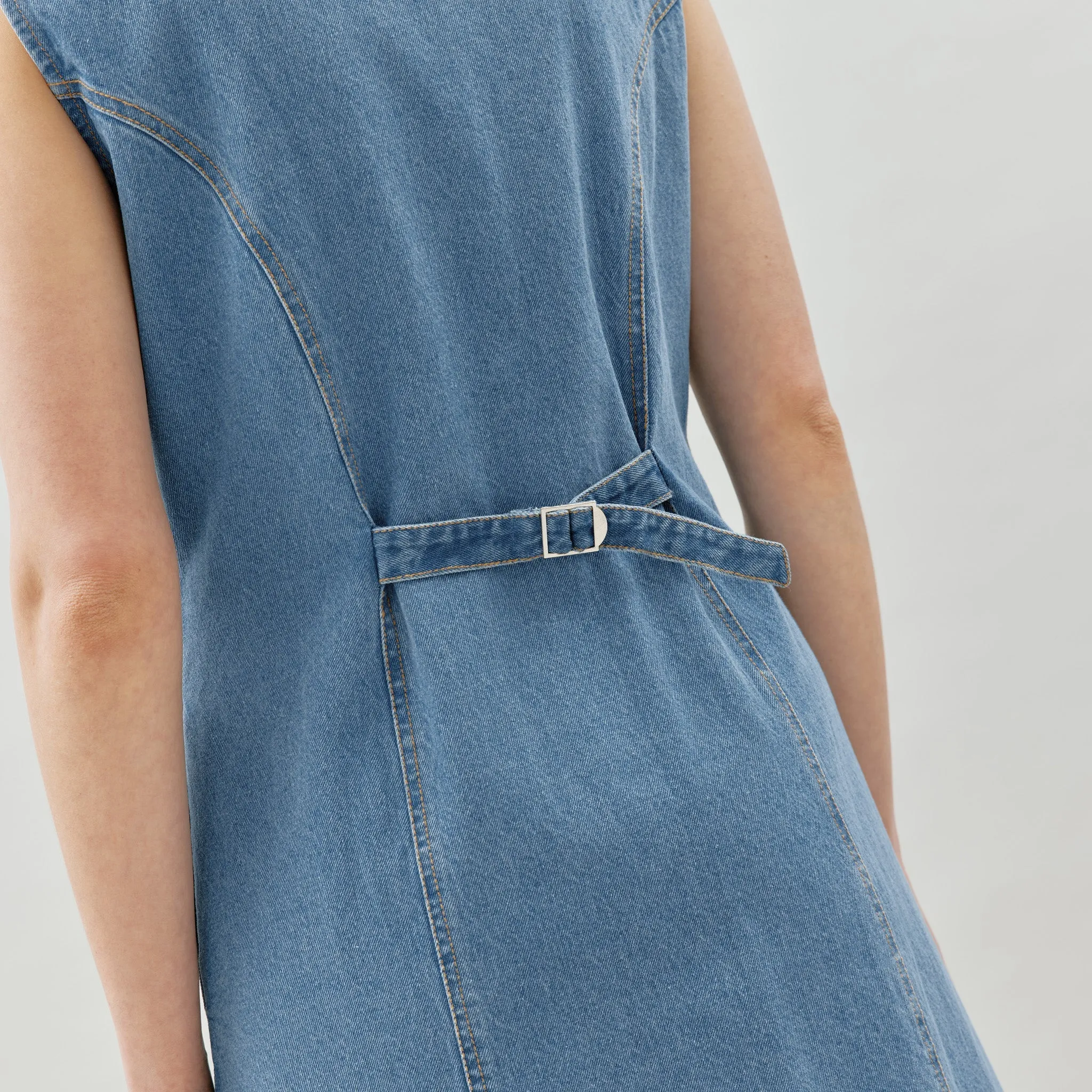 Denim Button Through Midi Dress by Albaray