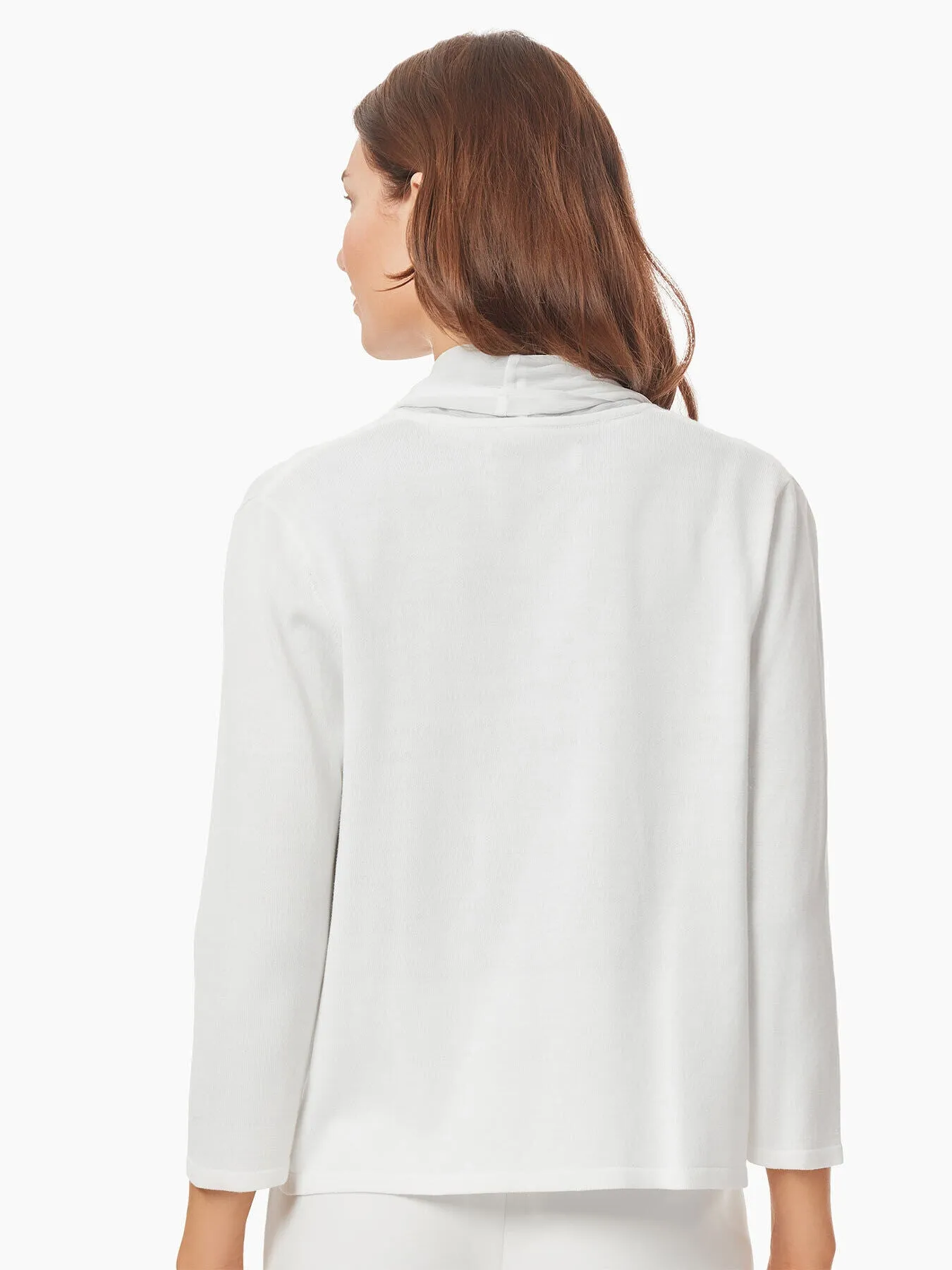 Draped Chiffon Open Front Cardigan