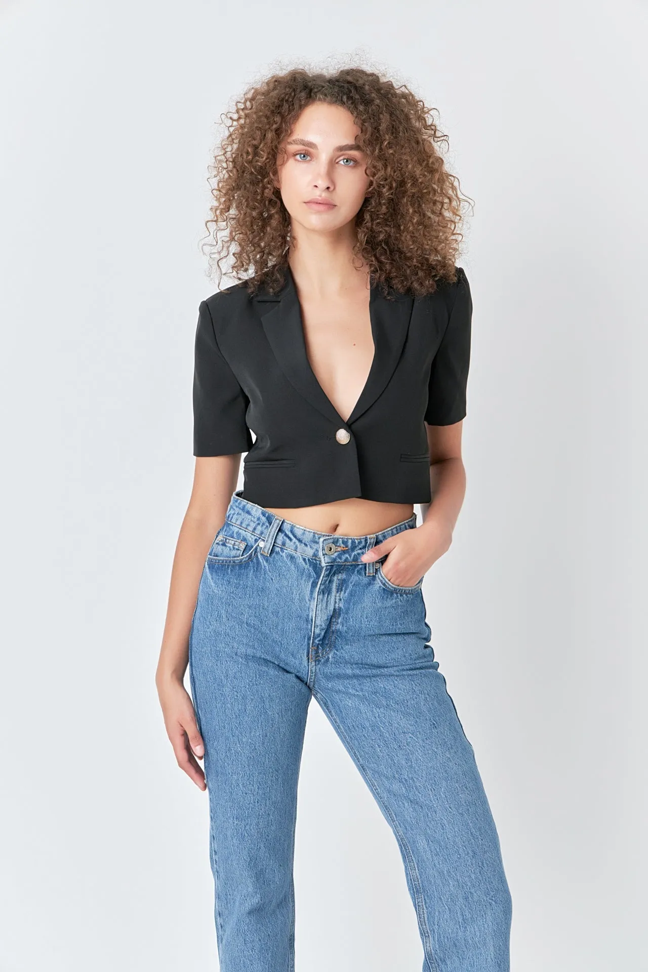 Endless Rose - Cropped Short Sleeve Blazer