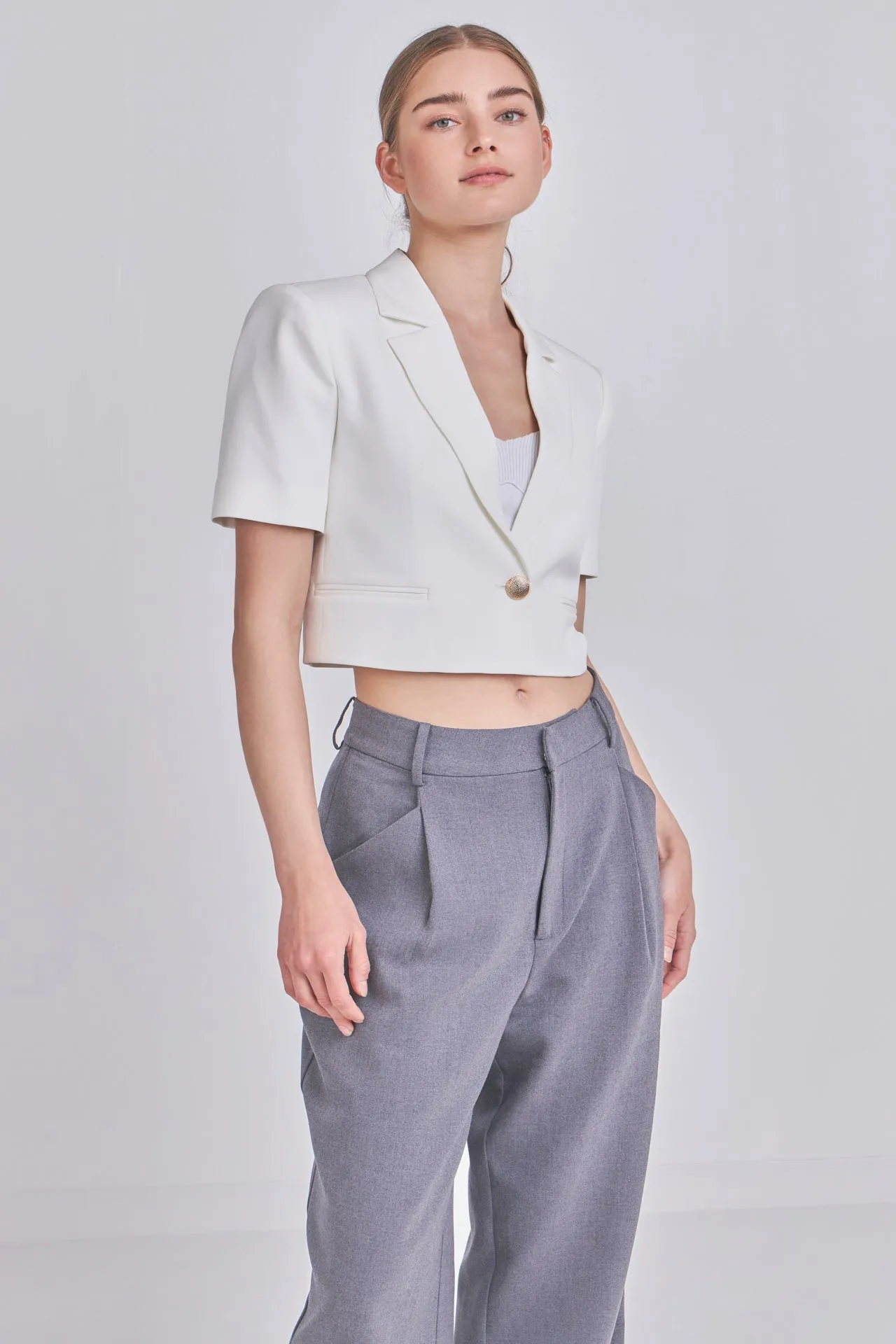 Endless Rose - Cropped Short Sleeve Blazer