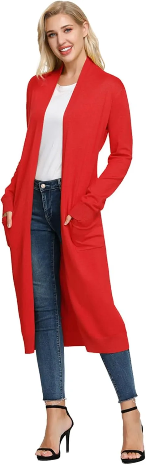 GRACE KARIN Women's 2025 Trendy Long Cardigans Sweater Lightweight Open Front Long Sleeve Maxi Duster Coats with Pockets