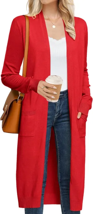 GRACE KARIN Women's 2025 Trendy Long Cardigans Sweater Lightweight Open Front Long Sleeve Maxi Duster Coats with Pockets