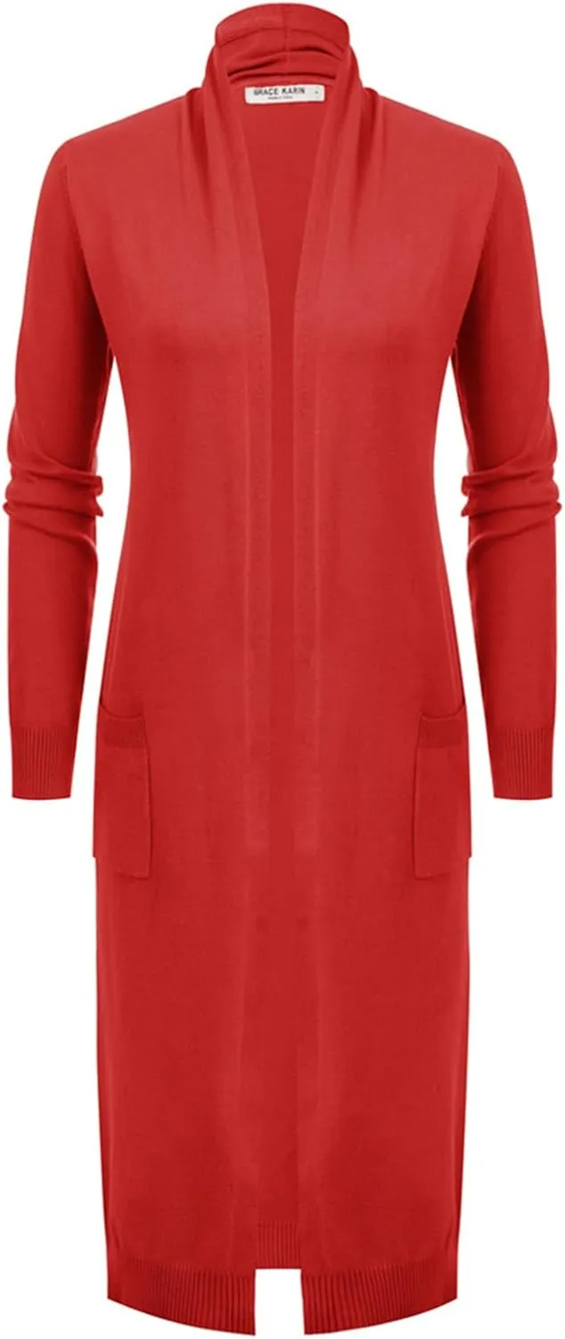 GRACE KARIN Women's 2025 Trendy Long Cardigans Sweater Lightweight Open Front Long Sleeve Maxi Duster Coats with Pockets