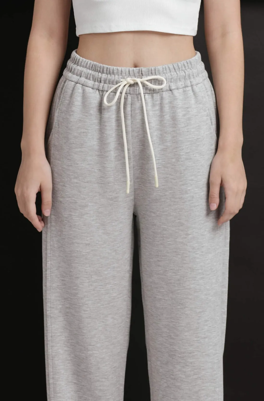 Grey Bamboo Lyocell Slit Pants