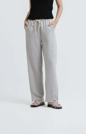 Grey Bamboo Lyocell Slit Pants