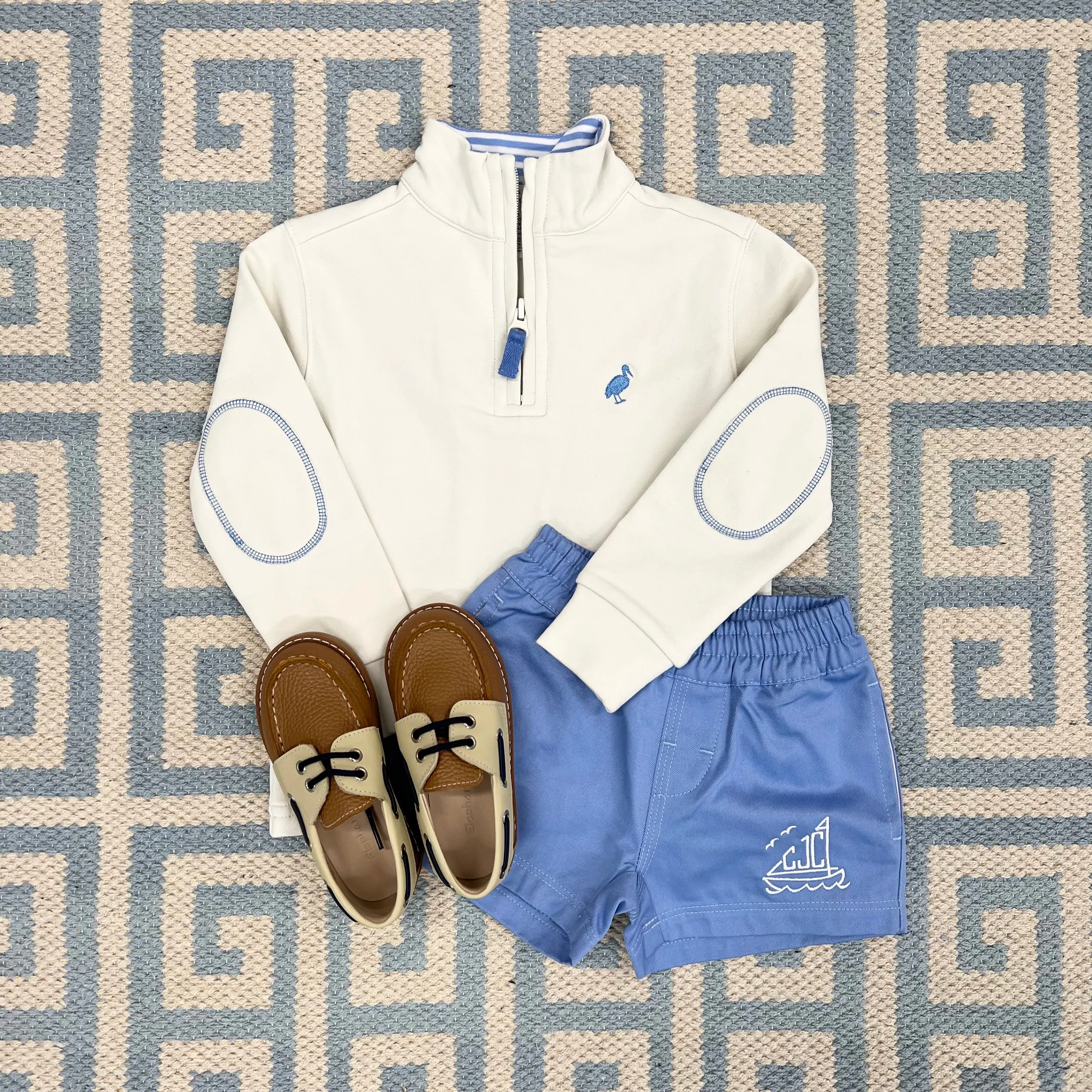 Hayword Half-Zip (Unisex) - Saratoga Stone with Barbados Blue Stork