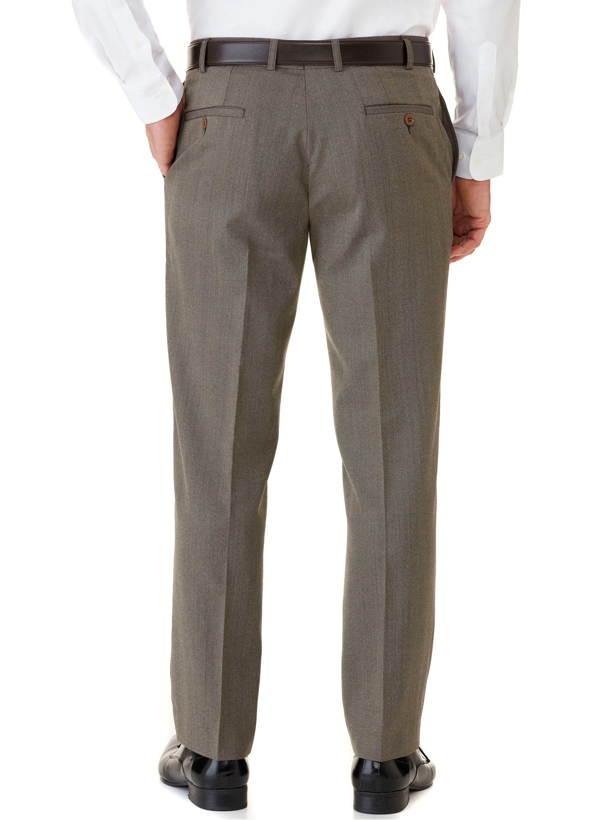 HEATHCOTE FLAT FRONT TROUSER - BROWN