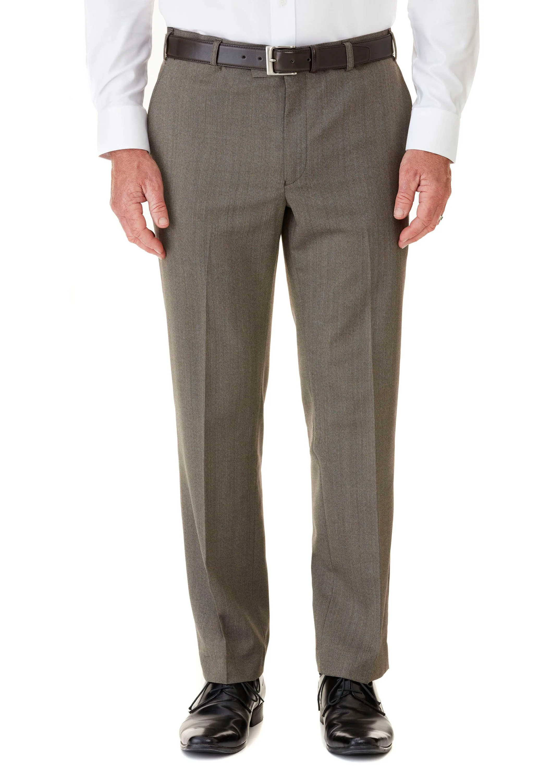 HEATHCOTE FLAT FRONT TROUSER - BROWN