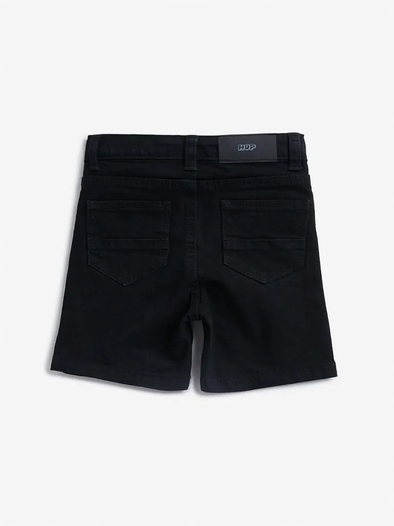 HOP Kids Black Denim Mid Rise Shorts