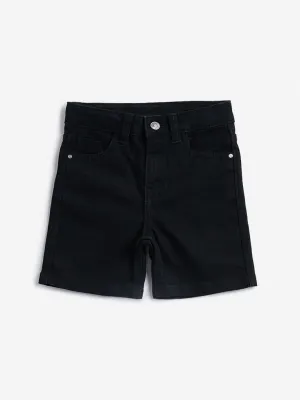 HOP Kids Black Denim Mid Rise Shorts
