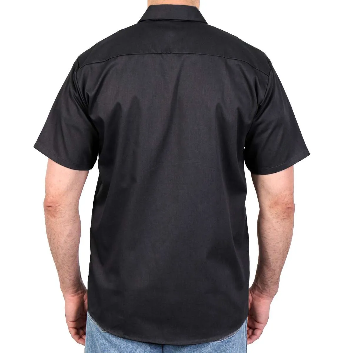 Hot Leathers GMM1009 Men's Mechanic Black Button Up Heavy-Duty Work Shirt for | Classic Mechanic Work Shirt