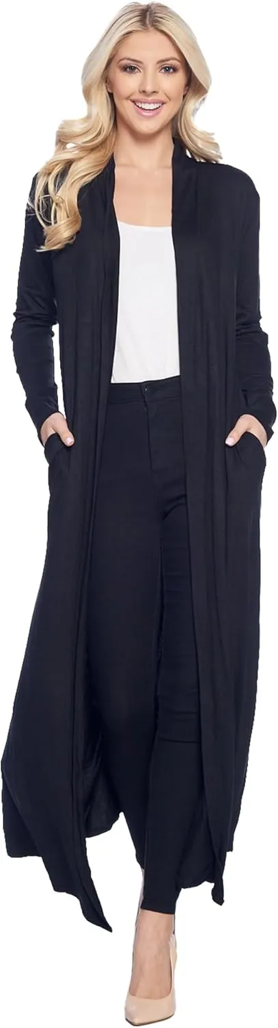 Isaac Liev Maxi Cardigan Duster Sweater  Women's Extra Long Open Front Full Length Lightweight Cardigans Dusters Sweaters