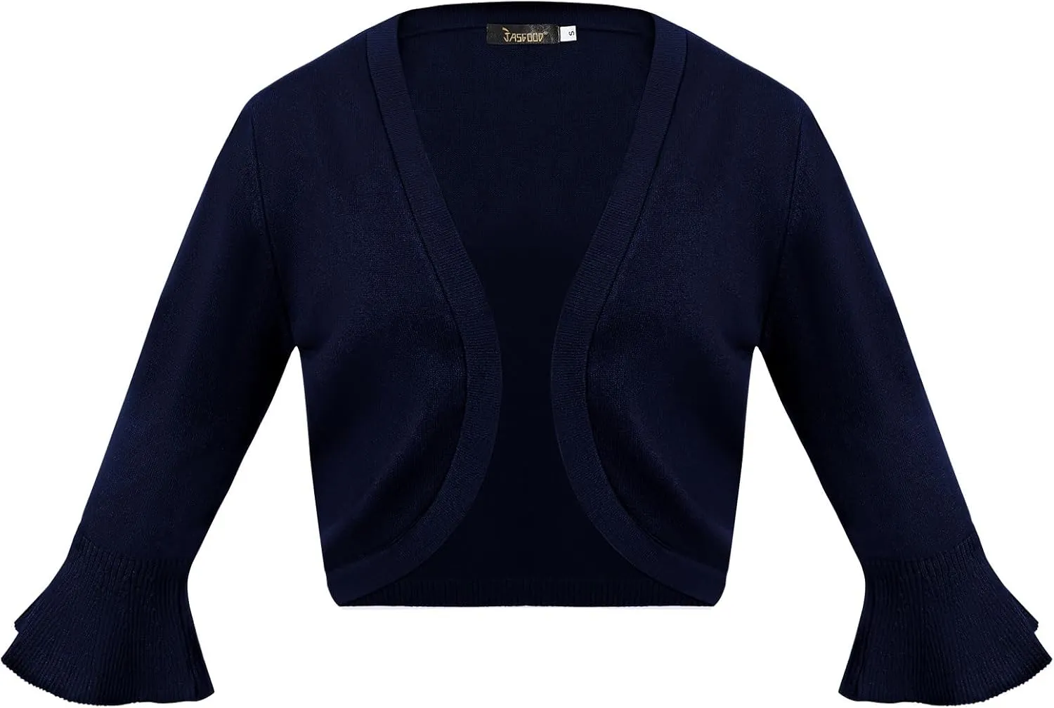 JASGOOD Womens 3/4 Sleeve Cardigan for Dress Bolero Open Front Knit Cropped Shrugs Lightweight Sweater