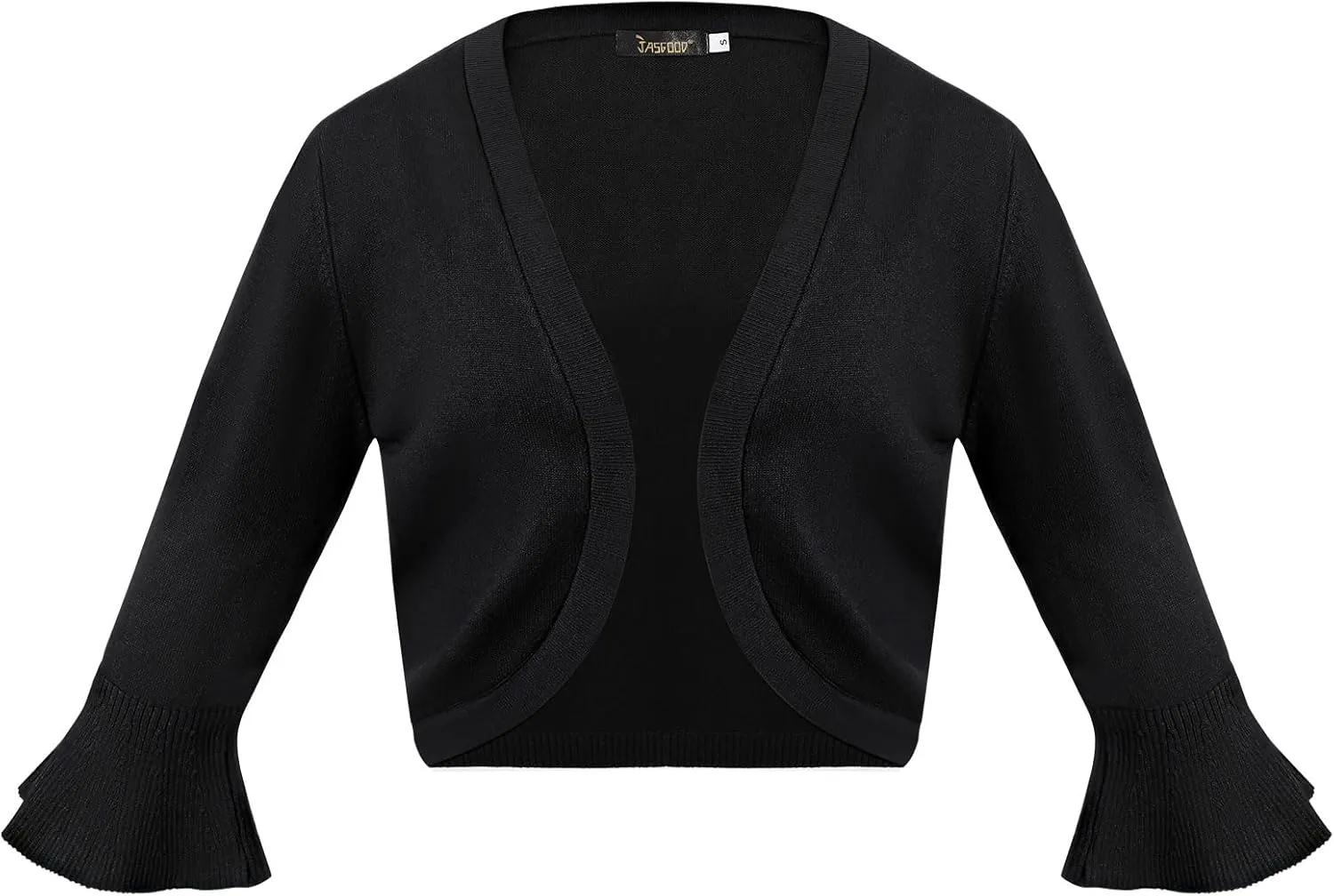JASGOOD Womens 3/4 Sleeve Cardigan for Dress Bolero Open Front Knit Cropped Shrugs Lightweight Sweater