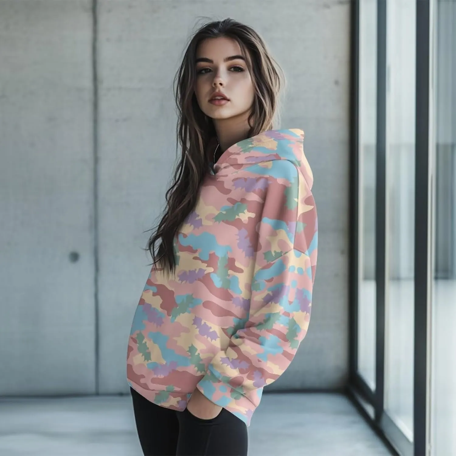 JEOCODY Women Oversized Hoodie Casual Long Sleeve Graphic Hooded Sweatshirt Size S-2XL